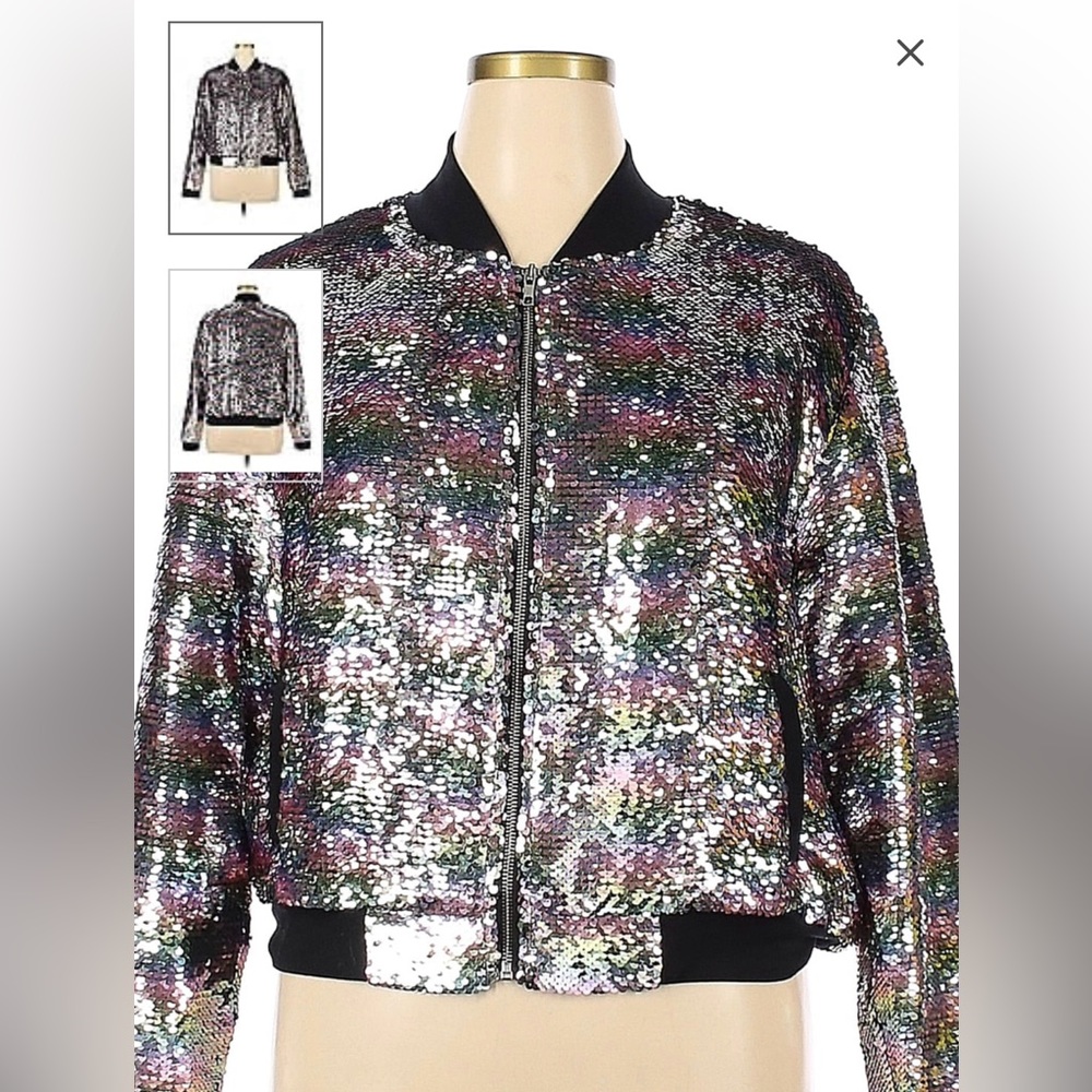 NWT Luluroe Stevie Bomber Jacket. Mermaid Sequins. Size 3x